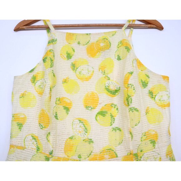 Ann Taylor Petite Lemon Sundress Size 10P Strap Babydoll Fabric Lined Summer - Picture 3 of 9